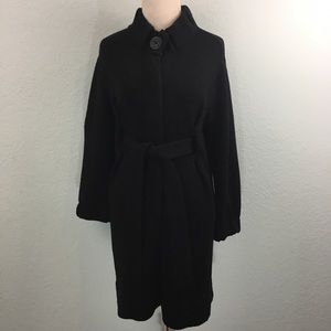 Vince Belted Black Wool Blend Cardigan Sweater M